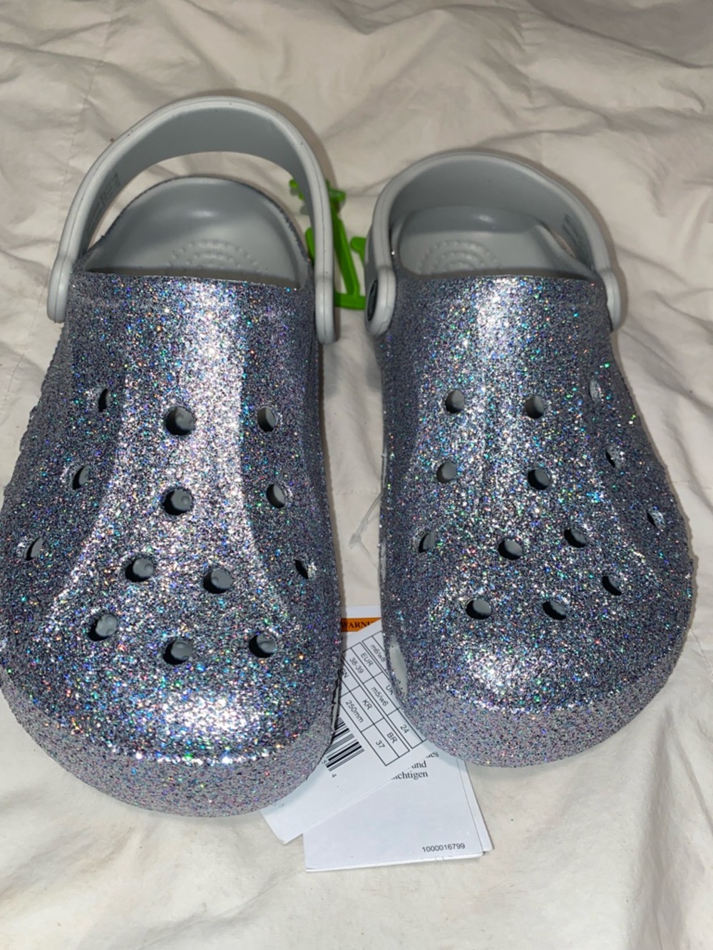 CROCS Glitter Clog in Silver size: 6